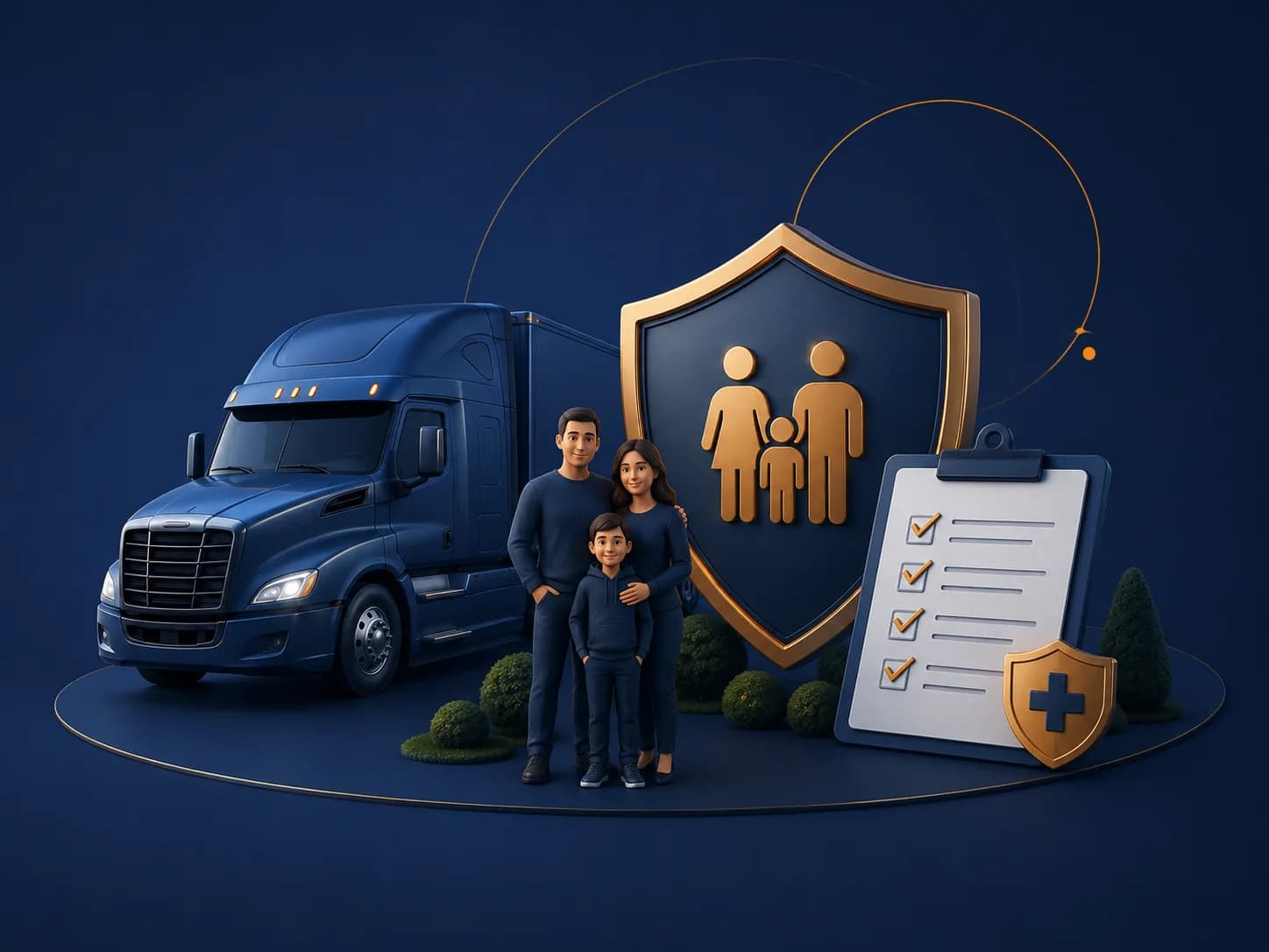 Trucking professional discussing personal insurance and family protection.