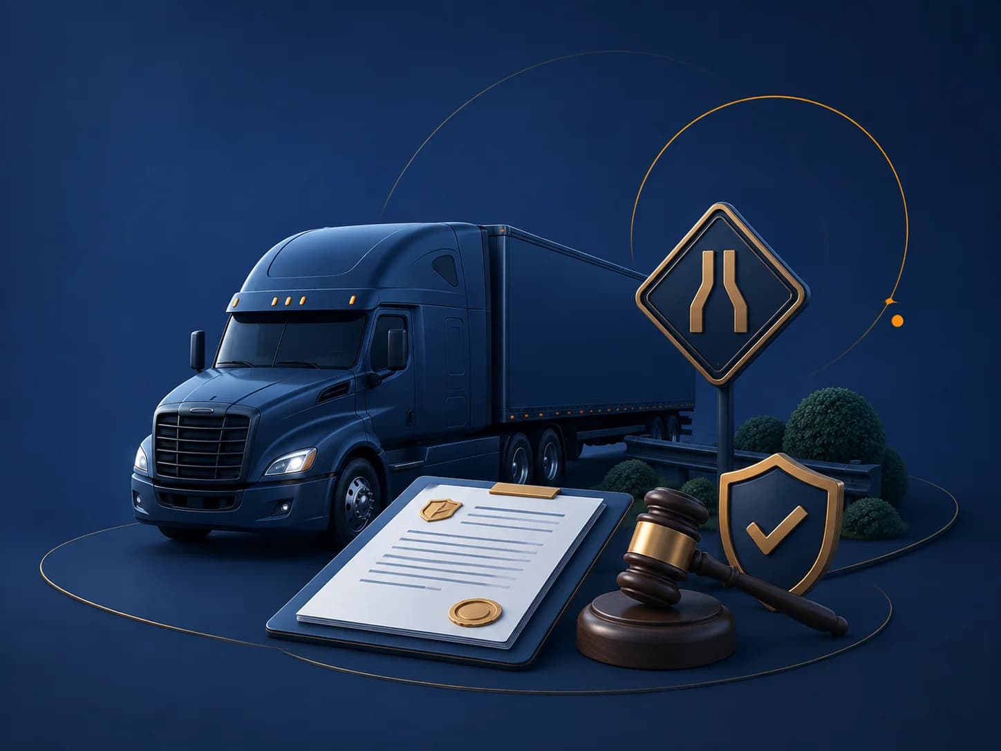 Commercial driver reviewing a traffic ticket beside a truck.